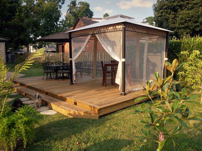 Custom Backyard Deck Design with Pergola-Style Canopy and Outdoor Dining Space in North Atlanta