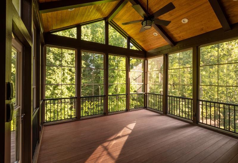 Covered porch built by Exterior Design + Decks in a North Atlanta home